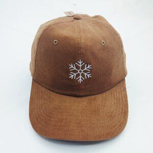 Snow Flake Brown Corduroy Strap Back Hat Cap